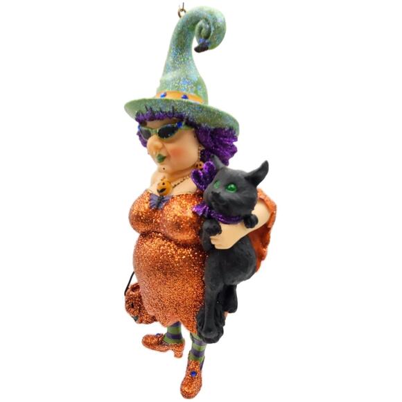 Which Witch Zelda Cat Orange Dress Halloween Tree December Diamonds Ornament - Picture 6 of 11